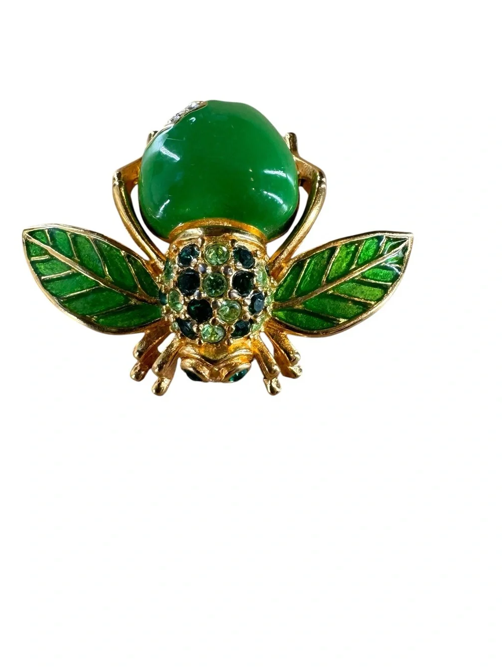 Very Rare Authentic Joan Rivers Green Granny Smith Apple Bee Pin Brooch